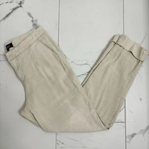 NYDJ Linen Marilyn Straight Pants Womens 4 Tan Beige Flawed - Picture 1 of 13