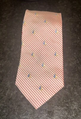 Corbata de seda, rosa con veleros, marca Gallo, hecha a mano, 3,75 X 60 pulgadas, usada en excelente estado Foto 1 de 4