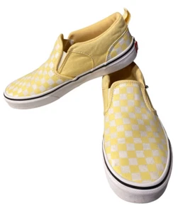 Vans Shoes Womens 5.5 Yellow White Checker Board Missy Slip-ons Sneaker Skate - Picture 1 of 8