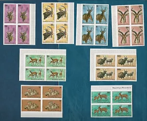RUANDA (1129 00) 1975 MI 673B-680B CUATRO BLOQUES ANIMALES SALVAJES NUEVOS ** MNH - Imagen 1 de 4