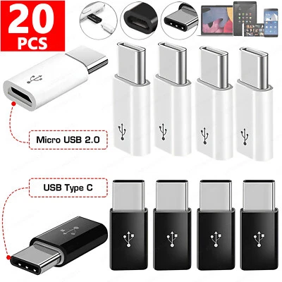 10x Micro USB Female to Type C Male Adapter Converter Micro-B to USB-C Connector - Image 1 of 4