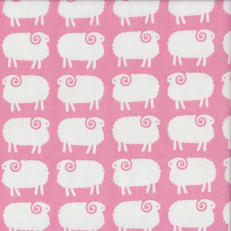 Cute White Sheep on Pink Girls Kids Quilting Fabric 1/2 Metre - image 1 of 1