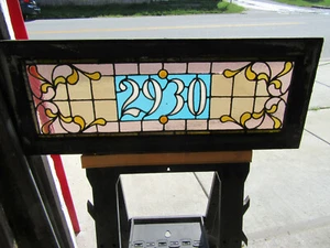 ~ ANTIQUE STAINED GLASS TRANSOM WINDOW ~ 36 x 14 ~ ADDRESS 2930 ~ SALVAGE - Picture 1 of 10
