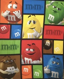 M&Ms World Chocolate Candy Brand Fleece Blanket New - Picture 1 of 3