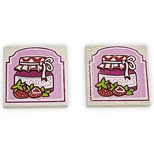 Lego Erdbeer Konfitüre Glas Tile Fliese 2x2 3068pb0818 Friends Heartlake Ersatz - Bild 1 von 4