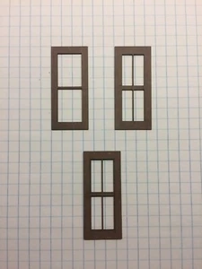 O Scale Laser Cut Windows 4 Lites (10 Ct. Posten) 2 Stück 7/8" x 2" (SS-A-1) - Bild 1 von 2