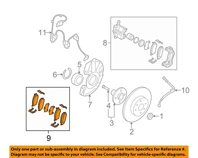 Componentes de freno de suspensión delantera acento HYUNDAI OEM 06-11 - Pastillas de freno 581011GA00 Foto 1 de 2