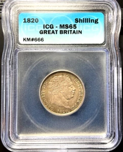 1820 Great Britain 1 Shilling, ICG MS 65, KM - 666 - Picture 1 of 2