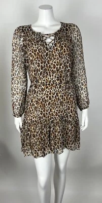 Joie женщин Arioste шелк мини-платье леопард печать S новый с Ярлыками $348 подпоясанный 100% шелк - Изображение 1 из 4