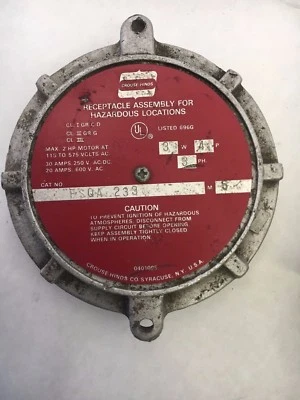 crouse hinds FSQA 233 used haz loc receptacle 3ph 3w 4p assy see pictures #C1 - Image 1 of 4