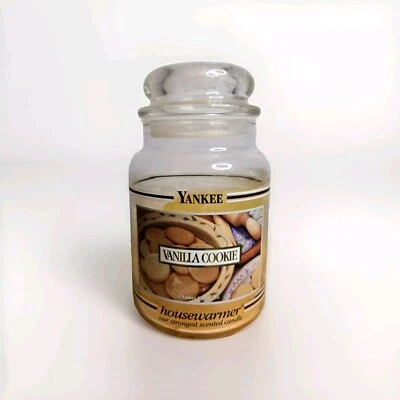 Used Yankee Candle Housewarmer Vanilla Cookie 22 oz Jar RETIRED Black Band Label - Image 1 of 4