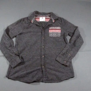 On the Byas Button Up Shirt Mens Medium Gray Long Sleeve Aztec Pocket - Picture 1 of 11