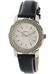 Timex T2P401 Women's Fashion Style Premium Black Leather Band Quartz Watch - Picture 1 of 2