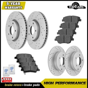 Front Rear Drilled Rotors + Ceramic Brake Pads Kit for Kia Optima Hyundai Sonata - Picture 1 of 10