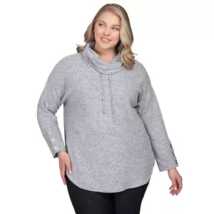 Ruby Rd Plus Size 3X Gray Heather Cozy Cowl Neck Knit Top NWT J89 - Picture 1 of 4