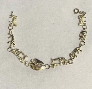 "Pulsera figurativa detallada de plata de ley 925 con ARCA DE NOÉ Y ANIMALES 7""" - Imagen 1 de 17