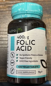 Tabletas de ácido fólico Nutravita 400ug - 400 tabletas veganas - suministro de 13 meses - Imagen 1 de 3