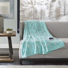 Comfort Heated Blanket Classics Arielle Heated Metallic Print Throw 50x60", Aqua