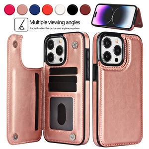 Magnetic Leather Card Wallet Flip Case For iPhone 16 15 14 13 12 11 PRO MAX XR - Picture 1 of 80