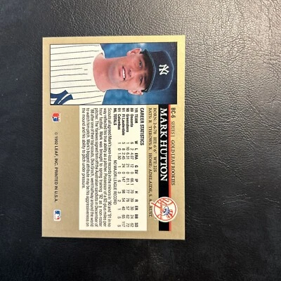 C55c 1992 Leaf Gold Edition Bc 6 Mark, Hutton, New York Yankees, Rookie - Image 1 of 2