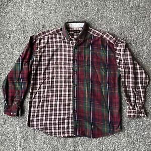 Vintage 90s Structure Multi Pattern Plaid Flannel Button Up Shirt Cotton Sz L - Picture 1 of 10