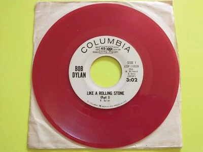 Bob Dylan "Like A Rolling Stone - (Part 1 & 2)" PROMO Red Vinyl 45 RARE 1965 1 D - Image 1 of 4
