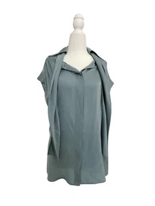 Gucci Silk Blouse 44 Ladies Blue Silk Tie Neck Top - Picture 1 of 10