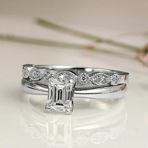 2.06 Ct Simulated Diamond 14K White Gold Plated Solitaire Engagement Ring Set - Picture 1 of 5