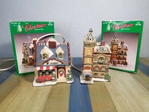 The Christmas House Collection Flower Shop & Hotel Lighted Porcelain IOB Works - Picture 1 of 6