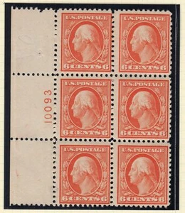 1917 Sc 506 6c red orange MNH pristine original gum, plate block of 6 - Picture 1 of 1