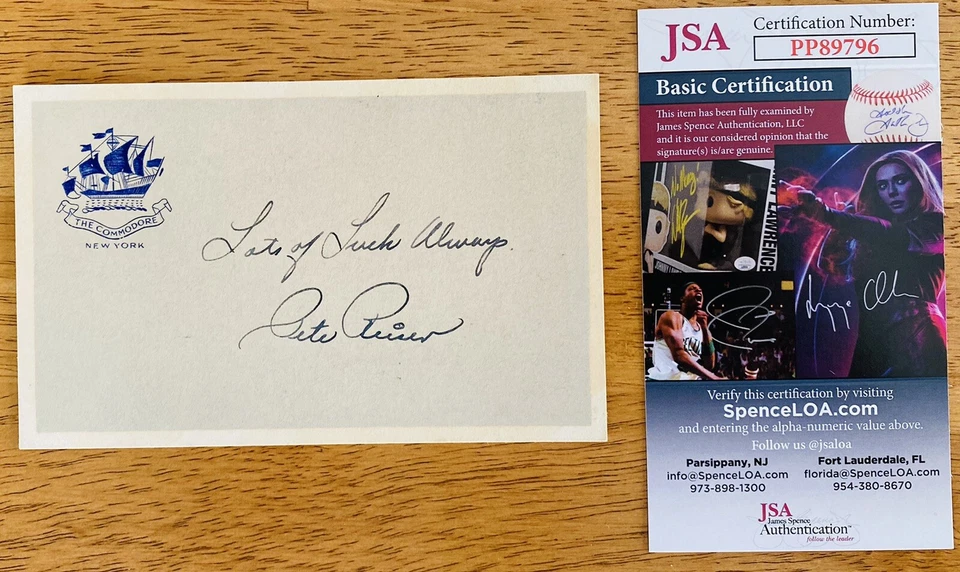 Pete Reiser Signed Autographed 3.5 x 5.5 Card JSA Certified Brooklyn Dodgers - Image 1 of 1