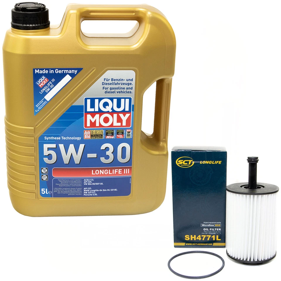 Motoröl Set 5W-30 5 Liter + Ölfilter SH4771L für Audi Seat Skoda VW Golf V Bora - Bild 1 von 4