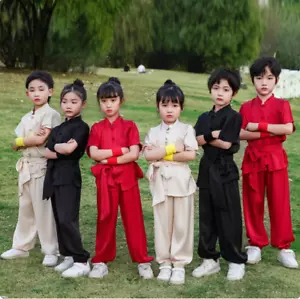 Kinder chinesische Kung Fu Wushu Kampfsport Uniform Tai Chi Kurzarm Kleidung - Bild 1 von 19