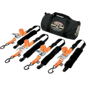 Power Tye Orange Black Fat Strap Motorcycle ATV Tie Downs 4 1.5" 1000 Lb Trailer - Picture 1 of 1