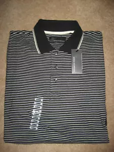 Schwarz gestreiftes GREG NORMAN GOLF Poloshirt für Herren neu mit Etikett Large - Bild 1 von 1