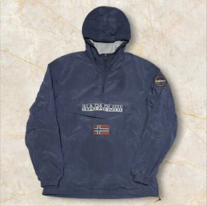 Giacca estiva uomo Navy Napapijri Rainforest 1/4 zip con cappuccio taglia media (M) L229 - Foto 1 di 11