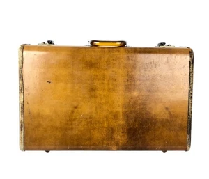 Vintage Shwayder Bros Samsonite Brown Caramel Leather Hard Case 21" Suitcase - Picture 1 of 12