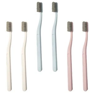 Cepillo de dientes manual con cabezal de nailon de 6 piezas para adultos viaje duro - Imagen 1 de 12