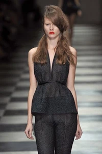 PRADA S/S 2010 RUNWAY Black Silk Organza Crinkle Textured Pants IT40/US6 - Picture 1 of 12