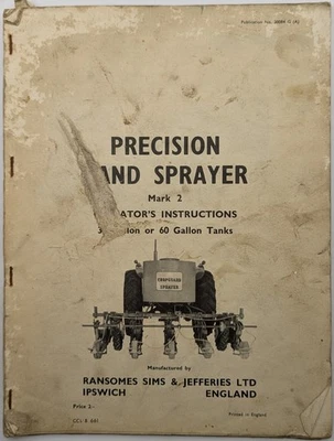 Original Ransomes Precision Band Sprayer Mk 2 Operators Instructions, No 20084 G - Image 1 of 4