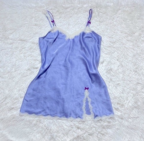UNDERCOVER Abito Victoria Secret donna grande viola camicia da notte slip coscia spacco L