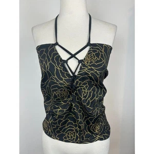 Vintage 90s Y2k Neckholder Ruched Strapless Tube Top Club Rave Bling Small XS/S  - Bild 1 von 7