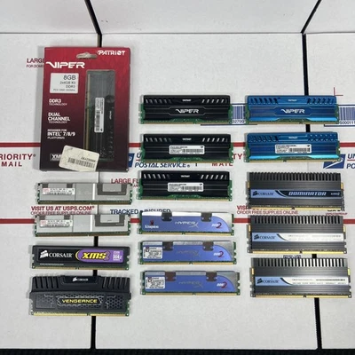 Desktop Computer RAM Memory Lot - 17 Assorted - DDR3 / DDR2 -*AS IS - READ FULLY - Image 1 of 4