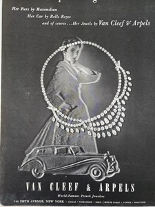 1954 Van Cleef & Arpels diamond necklace Rolls Royce Car vintage jewelry ad - Picture 1 of 1