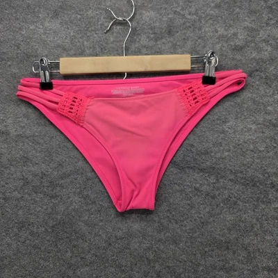 Parte inferior de bikini Victoria's Secret para mujer rosa medio con tiras ganchillo descarado Foto 1 de 4