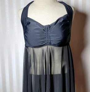 Black Sheer Mesh Swim Top Sz XL Witchy Whimsigoth Dark Fairy Milkmaid Boho EUC - Picture 1 of 9