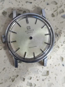 1966 TISSOT SEASTAR SEVEN 17J  781-1 PART CASE & DIAL & CROWN & HANDS USED - Picture 1 of 22