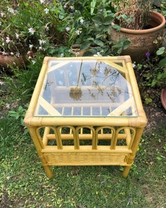 Small Yellow Bamboo Glass Side Table - Picture 1 of 6