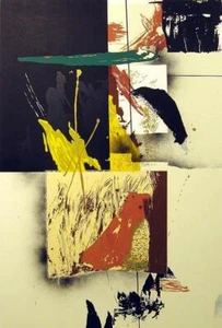 Serigrafía numerada firmada por Dennis Frings "Nexus" impresión artística abstracta geométrica OBO - Imagen 1 de 4