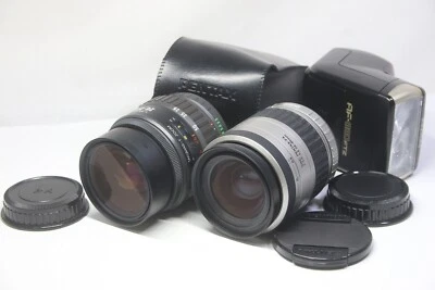 Lot of 2 Pentax TAKUMAR-F ZOOM 28-80mm F3.5-4.5 + FA F/3.5-5.6 + AF-330FTZ Flash - Image 1 of 4